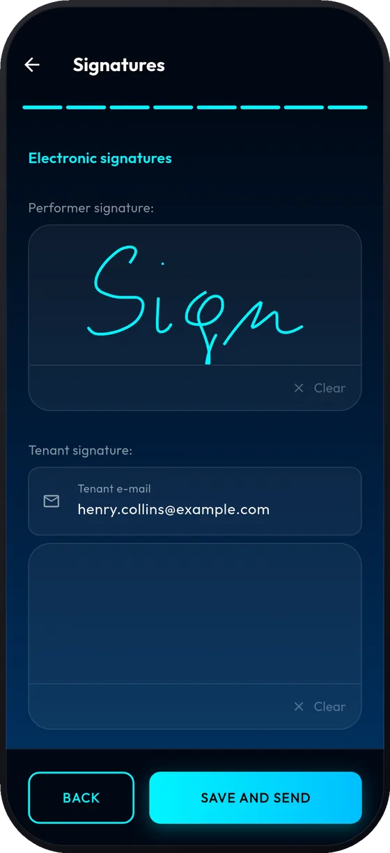 Digital signatures on a phone screen